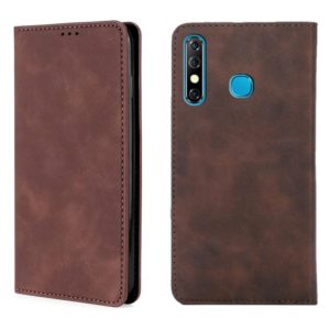 For Infinix Hot 8 / Hot 8 Lite X650 X650B / Tecon Camon 12 CC7 Sp Skin Feel Magnetic Horizontal Flip Leather Case with Holder & Card Slots(Dark Brown) (OEM)