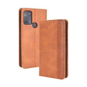 For Motorola Moto G50 Magnetic Buckle Retro Crazy Horse Texture Horizontal Flip Leather Case with Holder & Card Slots & Photo Frame(Brown) (OEM)