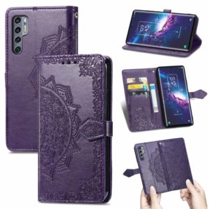 For TCL 20 Pro 5G Mandala Flower Embossed Horizontal Flip Leather Case with Bracket / Card Slot / Wallet / Lanyard(Purple) (OEM)