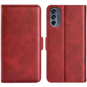 For Motorola G62 5G Dual-side Magnetic Buckle Horizontal Flip Leather Phone Case(Red) (OEM)
