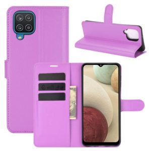 For Samsung Galaxy A12 Litchi Texture Horizontal Flip Protective Case with Holder & Card Slots & Wallet(Purple) (OEM)