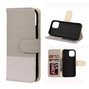 For iPhone 12 Pro Max Splicing Color Horizontal Flip Leather Case with Holder & Photo Frame & Card Slots & Wallet(Grey) (OEM)