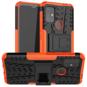 For Motorola Moto G30 Tire Texture Shockproof TPU+PC Protective Case with Holder(Orange) (OEM)