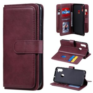For Samsung Galaxy M11 Multifunctional Magnetic Copper Buckle Horizontal Flip Solid Color Leather Case with 10 Card Slots & Wallet & Holder & Photo Frame(Wine Red) (OEM)