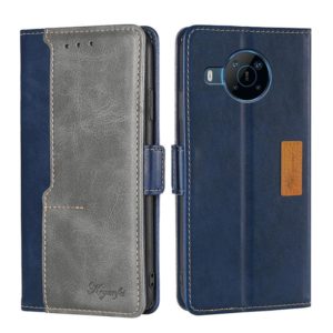 For Nokia X100 Contrast Color Side Buckle Leather Phone Case(Blue + Grey) (OEM)