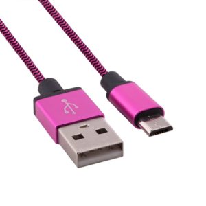 1m Woven Style Micro USB to USB 2.0 Data / Charger Cable, For Samsung, HTC, Sony, Lenovo, Huawei, and other Smartphones(Purple) (OEM)