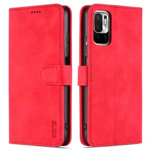 For Xiaomi Poco M3 Pro 5G AZNS Skin Feel Calf Texture Horizontal Flip Leather Case with Card Slots & Holder & Wallet(Red) (AZNS) (OEM)