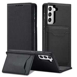 For Samsung Galaxy S21 5G Strong Magnetism Liquid Feel Horizontal Flip Leather Case with Holder & Card Slots & Wallet(Black) (OEM)
