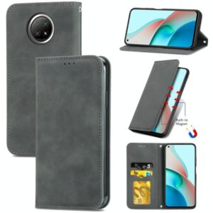 For Xiaomi Redmi Note 9 5G Retro Skin Feel Business Magnetic Horizontal Flip Leather Case With Holder & Card Slots & Wallet & Photo Frame(Gray) (OEM)