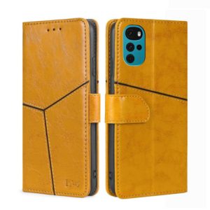 For Motorola Moto G22 Geometric Stitching Horizontal Flip Leather Phone Case(Yellow) (OEM)
