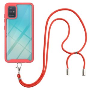For Samsung Galaxy A51 / A515 Starry Sky Solid Color Series Shockproof PC + TPU Protective Case with Neck Strap(Red) (OEM)