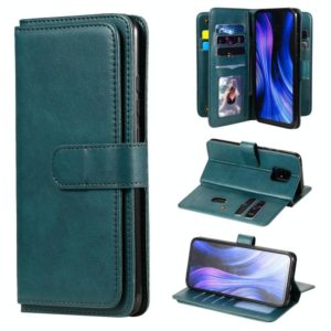 For Xiaomi Redmi 10X 5G / Redmi 10X Pro 5G Multifunctional Magnetic Copper Buckle Horizontal Flip Solid Color Leather Case with 10 Card Slots & Wallet & Holder & Photo Frame(Dark Green) (OEM)