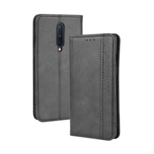For OnePlus 8 Magnetic Buckle Retro Crazy Horse Texture Horizontal Flip Leather Case , with Holder & Card Slots & Photo Frame(Black) (OEM)