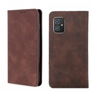 For Asus Zenfone 8 Skin Feel Magnetic Flip Leather Phone Case(Dark Brown) (OEM)