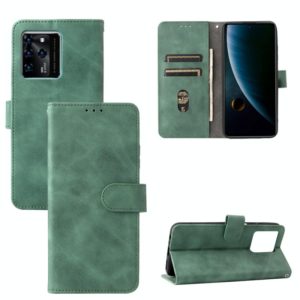 For ZTE Blade V30 Skin Feel Magnetic Buckle Calf Texture PU Phone Case(Green) (OEM)