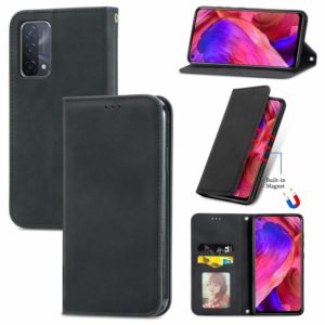 For OPPO A54 5G Retro Skin Feel Business Magnetic Horizontal Flip Leather Case With Holder & Card Slots & Wallet & Photo Frame(Black) (OEM)