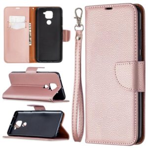 For Xiaomi Redmi Note 9 Litchi Texture Pure Color Horizontal Flip Leather Case with Holder & Card Slots & Wallet & Lanyard(Rose Gold) (OEM)
