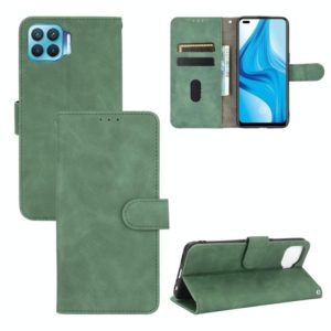 For OPPO F17 Pro / A93 / Reno4 Lite Solid Color Skin Feel Magnetic Buckle Horizontal Flip Calf Texture PU Leather Case with Holder & Card Slots & Wallet(Green) (OEM)
