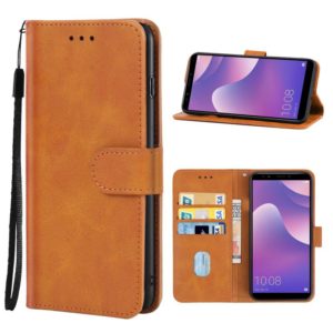 For Huawei Y7 2018 Leather Phone Case(Brown) (OEM)
