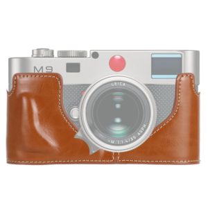 1/4 inch Thread PU Leather Camera Half Case Base for Leica M9 (Brown) (OEM)