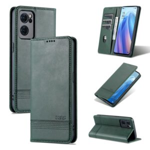 For OPPO Reno7 AZNS Magnetic Calf Texture Horizontal Flip Leather Phone Case(Dark Green) (AZNS) (OEM)