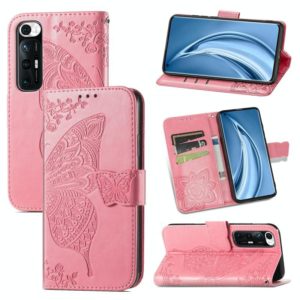 For Xiaomi Mi 10S Butterfly Love Flowers Embossed Horizontal Flip Leather Case with Holder & Card Slots & Wallet & Lanyard(Pink) (OEM)