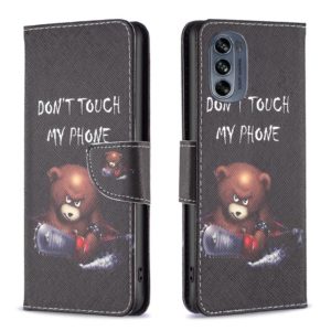 For Motorola Moto G62 Colored Drawing Pattern Leather Phone Case(Bear) (OEM)