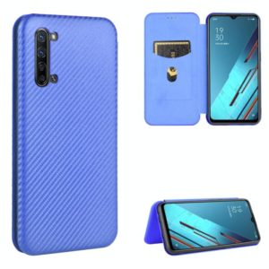 For OPPO Reno3 5G / Find X2 Lite Carbon Fiber Texture Horizontal Flip TPU + PC + PU Leather Case with Card Slot(Blue) (OEM)
