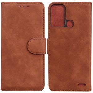 For ZTE Blade A52 Skin Feel Pure Color Flip Leather Phone Case(Brown) (OEM)