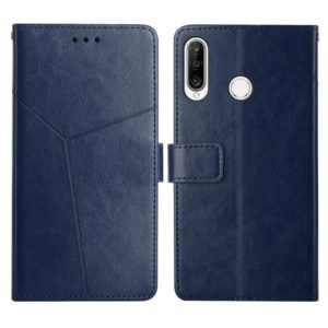 For Huawei P30 Lite Y Stitching Horizontal Flip Leather Phone Case with Holder & Card Slots & Wallet & Photo Frame(Blue) (OEM)