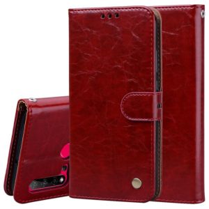For Huawei P20 Lite (2019) / Nova 5i Business Style Oil Wax Texture Horizontal Flip Leather Case with Holder & Card Slots & Wallet(Brown-Red) (OEM)