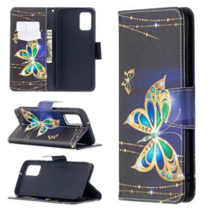 For Samsung Galaxy A02s (EU Version) Colored Drawing Pattern Horizontal Flip Leather Case with Holder & Card Slots & Wallet(Golden Butterfly) (OEM)