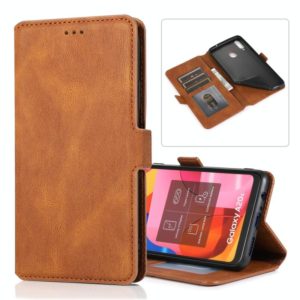 For Samsung Galaxy A20s Retro Magnetic Closing Clasp Horizontal Flip Leather Case with Holder & Card Slots & Photo Frame & Wallet(Brown) (OEM)