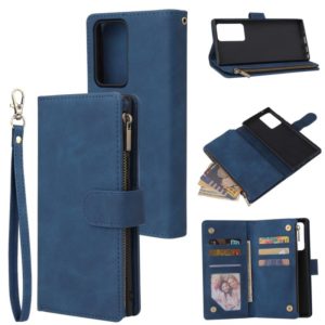 For Samsung Galaxy Note20 Ultra Multifunctional Retro Frosted Horizontal Flip Leather Case with Card Slot & Holder & Zipper Wallet & Photo Frame & Lanyard(Blue) (OEM)