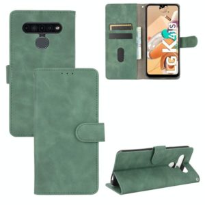 For LG K41S / K51S Solid Color Skin Feel Magnetic Buckle Horizontal Flip Calf Texture PU Leather Case with Holder & Card Slots & Wallet(Green) (OEM)