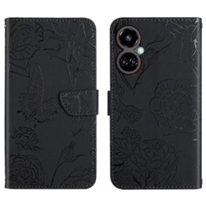 For Tecno Camon 19 Pro 4G HT03 Skin Feel Butterfly Embossed Flip Leather Phone Case(Black) (OEM)