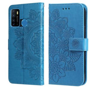 7-petal Flowers Embossing Pattern Horizontal Flip PU Leather Case with Holder & Card Slots & Wallet & Photo Frame For Infinix Hot 9 / Note 7 Lite / X655C(Blue) (OEM)