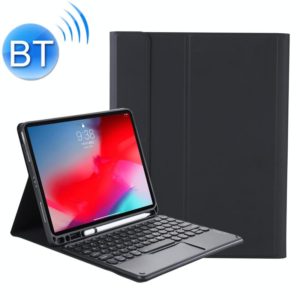 YT102B-A Detachable Candy Color Skin Feel Texture Round Keycap Bluetooth Keyboard Leather Case with Touch Control For iPad 10.2 2020 & 2019 / Air 2019 / Pro 10.5 inch(Black) (OEM)