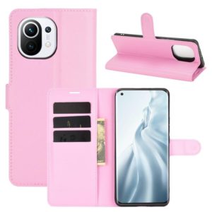 For Xiaomi Mi 11 Litchi Texture Horizontal Flip Protective Case with Holder & Card Slots & Wallet(Pink) (OEM)