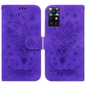 For Infinix Zero X Neo X6810 Butterfly Rose Embossed Leather Phone Case(Purple) (OEM)