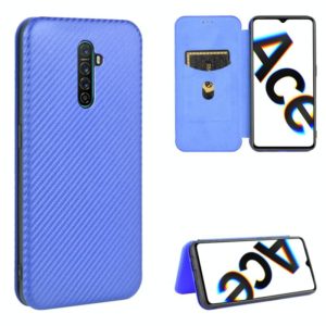 For OPPO Rnoe Ace Carbon Fiber Texture Horizontal Flip TPU + PC + PU Leather Case with Card Slot(Blue) (OEM)