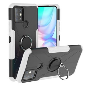 For Infinix Note 10 Armor Bear Shockproof PC + TPU Protective Case with Ring Holder(White) (OEM)
