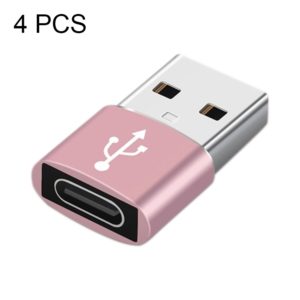 USB-C / Type-C Female to USB 2.0 Male Aluminum Alloy Adapter, Support Charging & Transmission(Pink) (OEM)