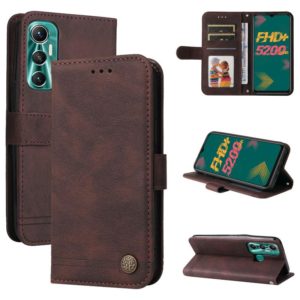 For Infinix Hot 11 Skin Feel Life Tree Metal Button Leather Phone Case(Brown) (OEM)