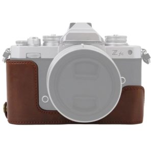 1/4 inch Thread PU Leather Camera Half Case Base for Nikon Z fc (Coffee) (OEM)
