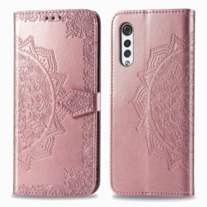 For LG Velvet 5G Mandala Flower Embossed Horizontal Flip Leather Case with Bracket / Card Slot / Wallet / Lanyard(Rose Gold) (OEM)