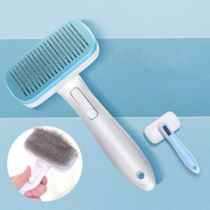 Pet Comb Cat Dog Hair Brush Hair Removal Tool, Style: Steel Wire Rubber Head (Blue) (OEM)