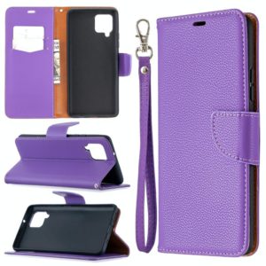 For Samsung Galaxy A42 5G Litchi Texture Pure Color Horizontal Flip PU Leather Case with Holder & Card Slots & Wallet & Lanyard(Purple) (OEM)