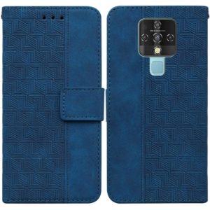 For Tecno Camon 16 Geometric Embossed Leather Phone Case(Blue) (OEM)