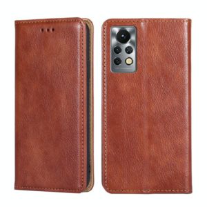 For Infinix Hot 11s X6812 Pure Color Magnetic Leather Phone Case(Brown) (OEM)